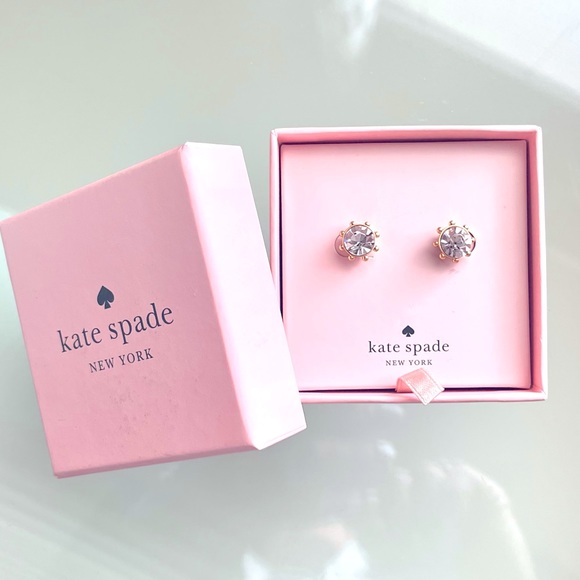 NWT Kate Spade ♠️ Sunburst Design Clear Post Earrings with Gold Accents & Backs - Picture 2 of 4